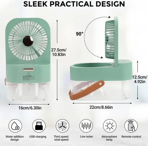 Remote Control Desk Fan with Mist & Warm Air
